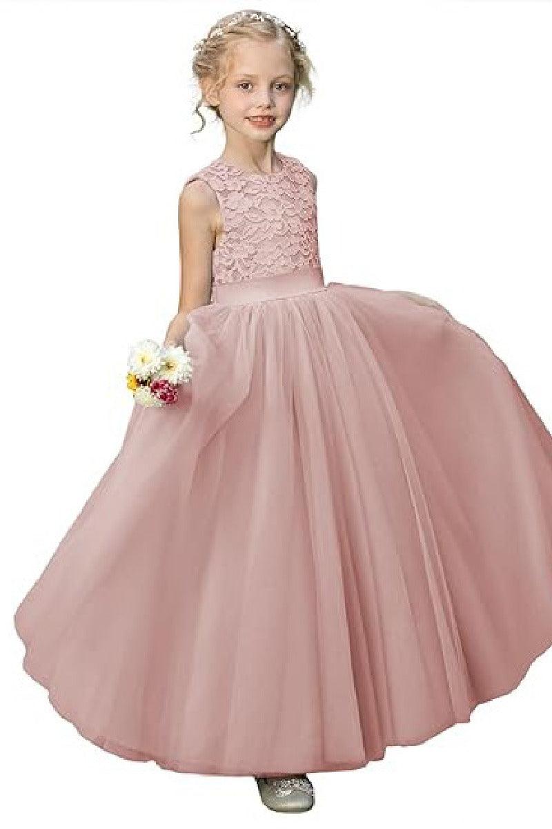 A-Line/Princess Scoop Neck Tulle Flower Girl Dresses With Sash/Bow 797915415325 - COCOMELODY