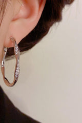 Diamond set metal hoop earrings 750500761296 - COCOMELODY