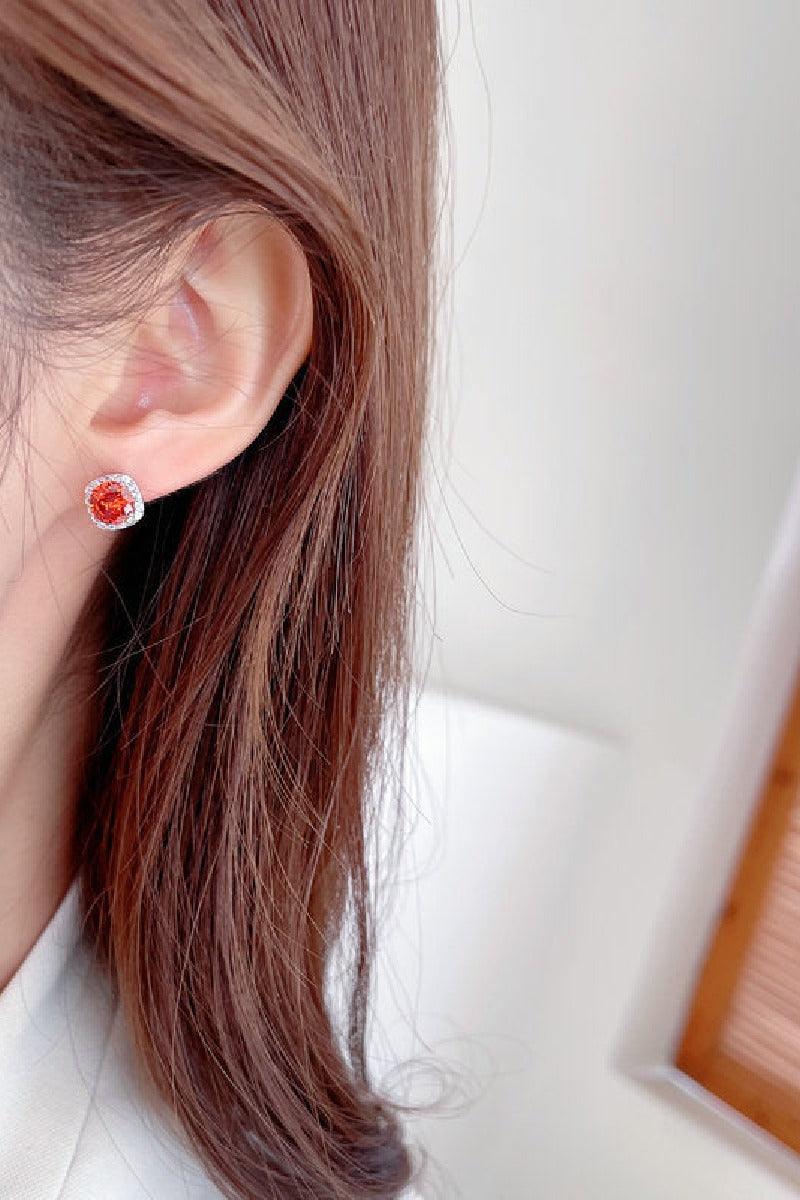 Color small square diamond earrings nail zircon earrings 528019159543 - COCOMELODY