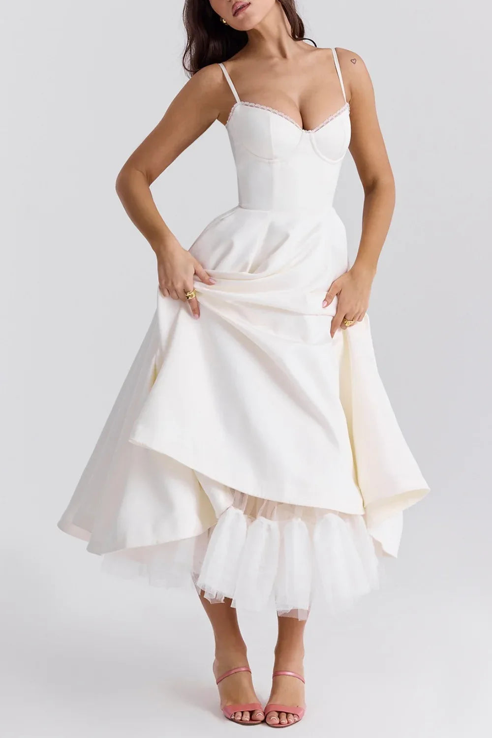 A-line Midi Satin Formal Evening Dresses 803510185058 - COCOMELODY