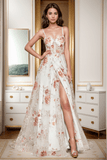 A-Line Sweep-Brush Train Print Prom Dress CS0469 - COCOMELODY