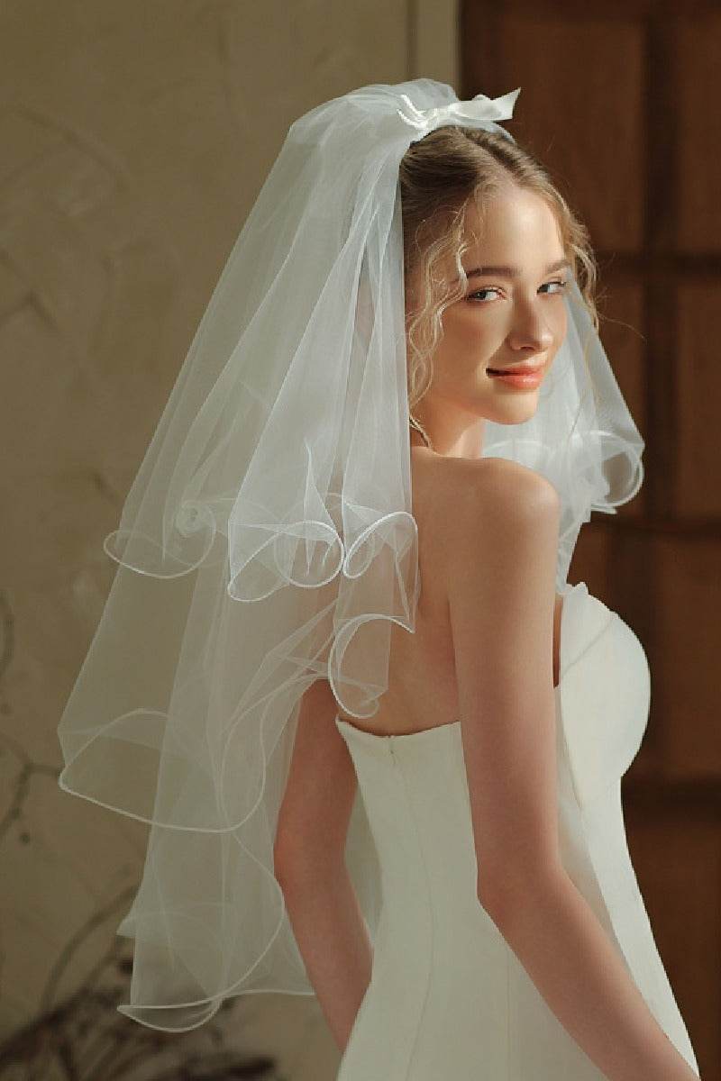 Three-tier Cut Edge Tulle Hip Veils with 887063849227 - COCOMELODY
