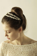 Alloy Headbands with Imitation Pearl and Rhinestone CH0318 - COCOMELODY