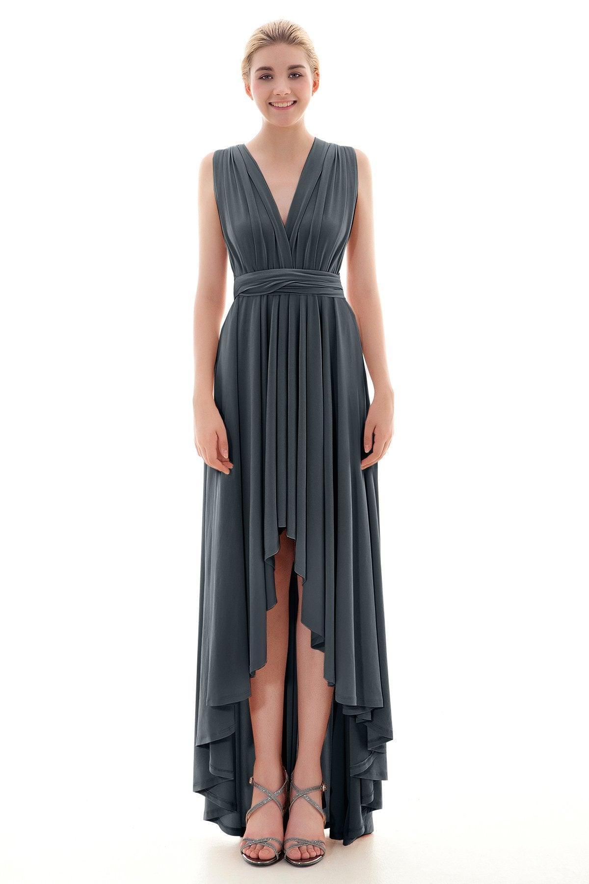 Asymmetrical High-Low Knitted Bridesmaid Dress COED16001 - COCOMELODY