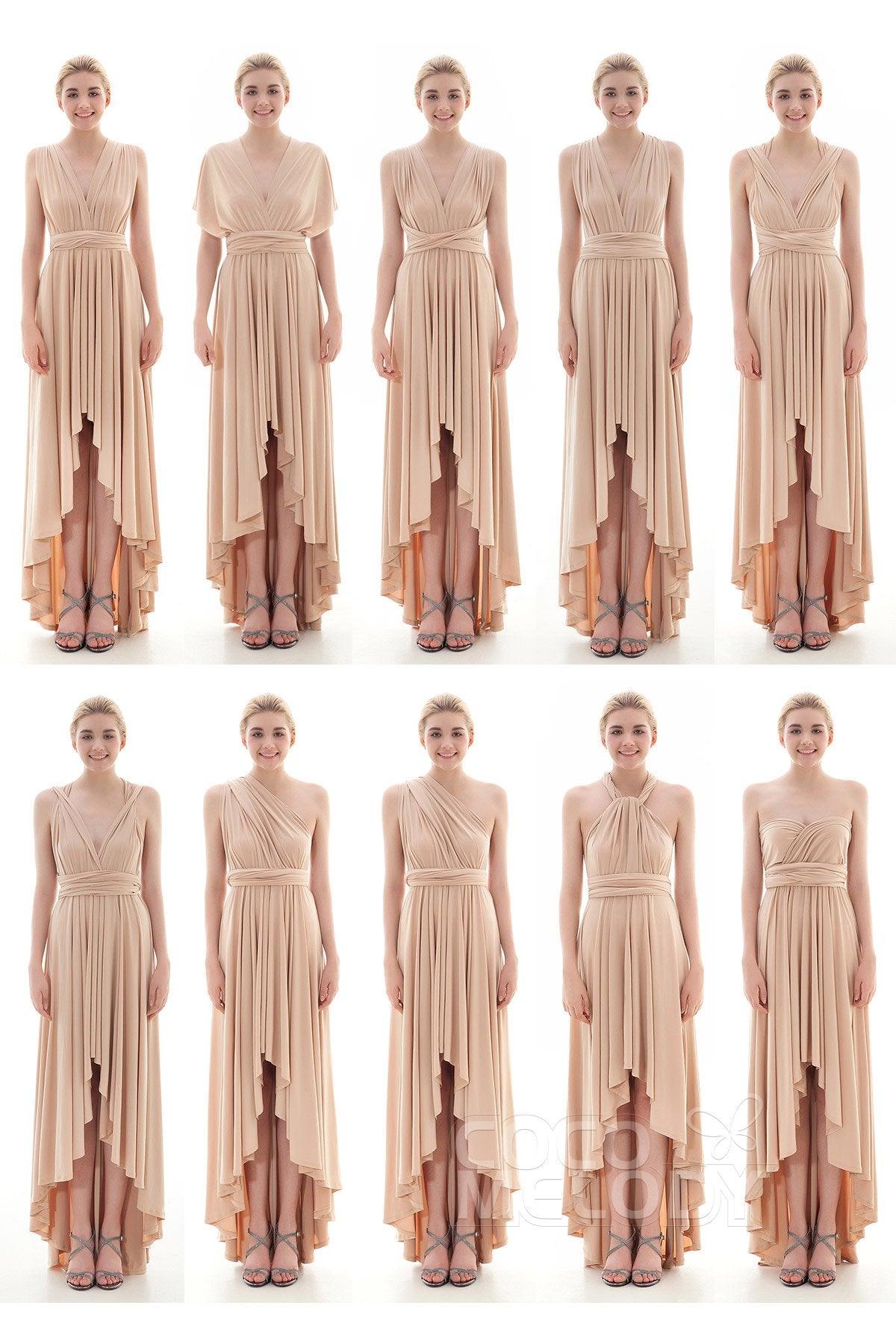 Asymmetrical High-Low Knitted Bridesmaid Dress COED16001 - COCOMELODY