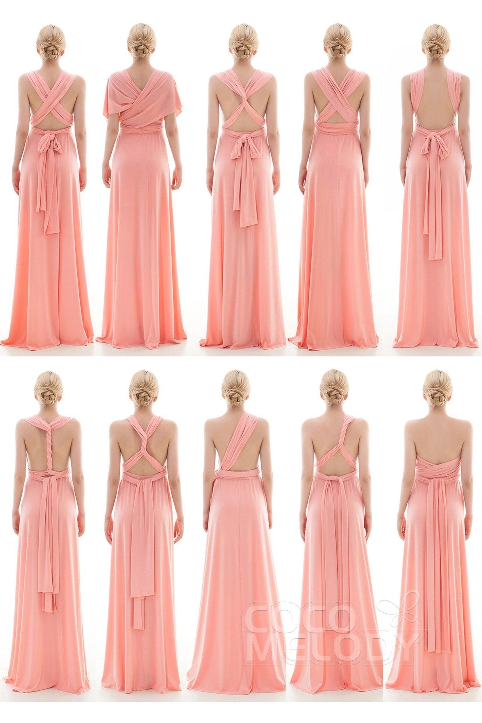 Sheath Floor Length Knitted Bridesmaid Dress COEF16001PS - COCOMELODY
