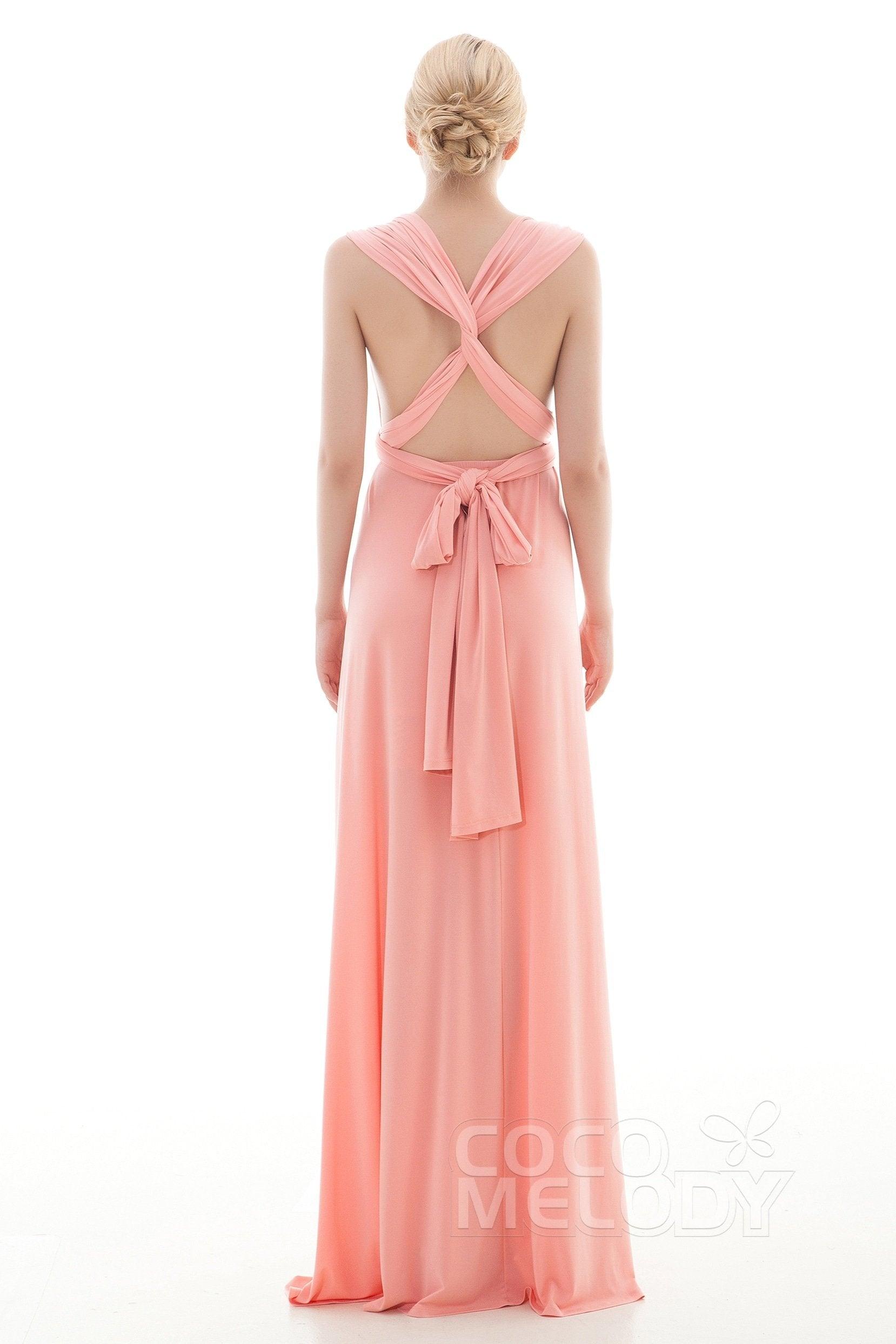 Sheath Floor Length Knitted Bridesmaid Dress COEF16001CR - COCOMELODY