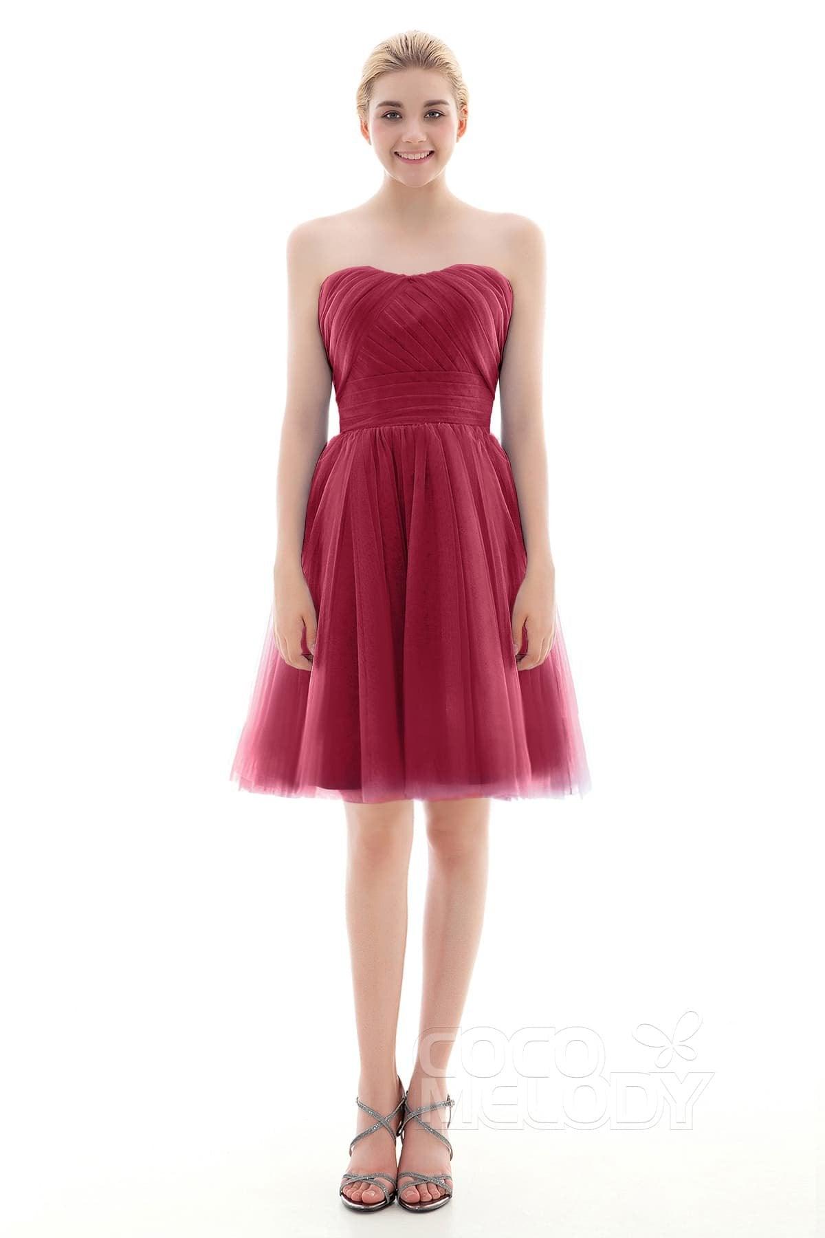 A-Line Short-Mini Tulle Bridesmaid Dress COLM16001 - COCOMELODY