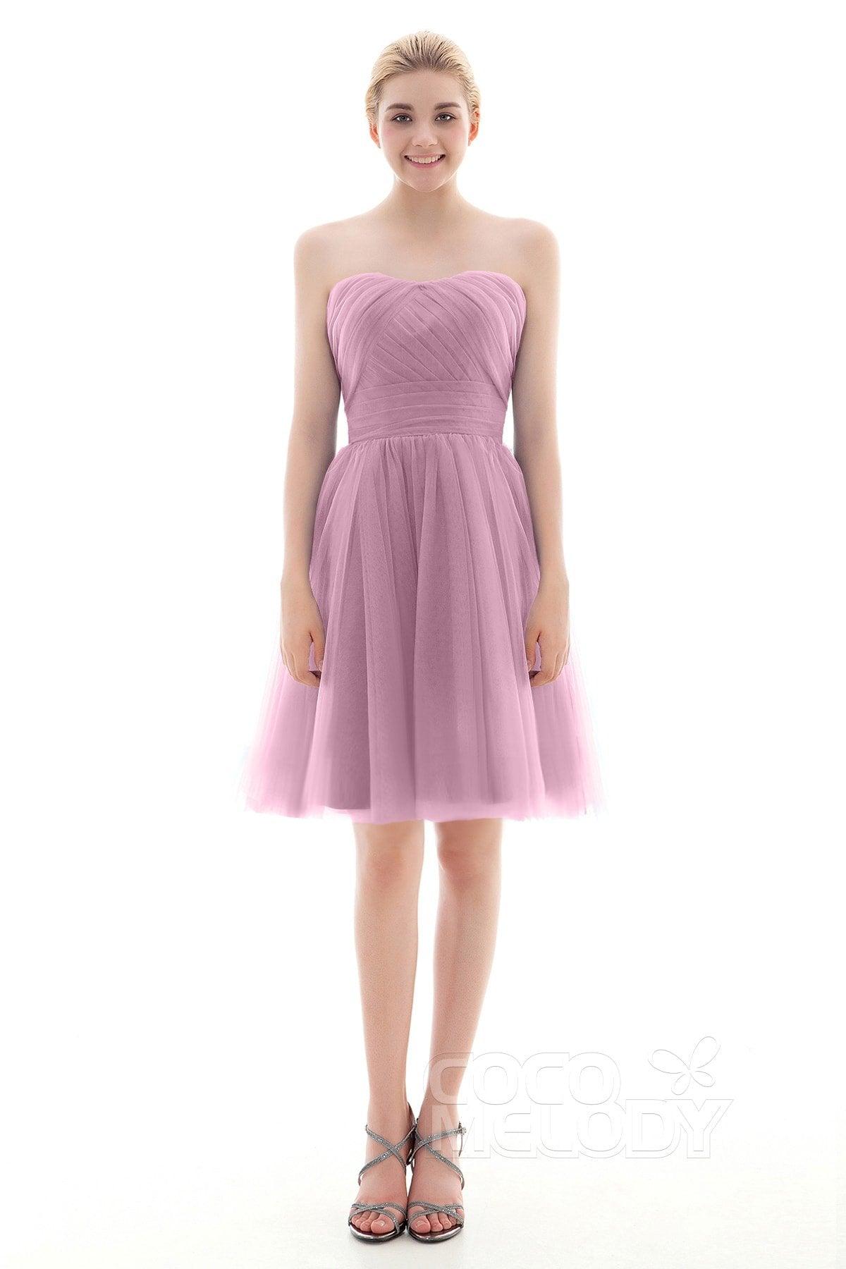 A-Line Short-Mini Tulle Bridesmaid Dress COLM16001 - COCOMELODY