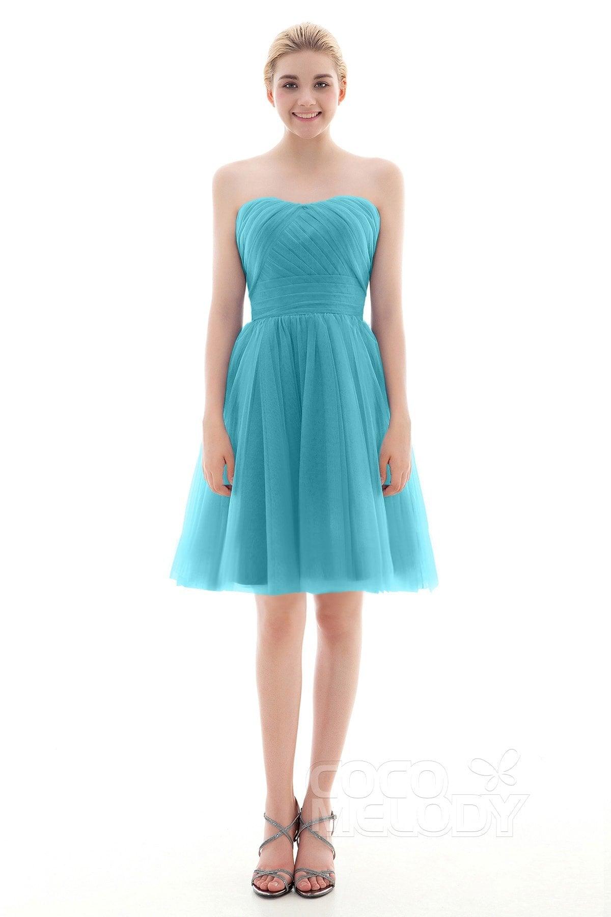 A-Line Short-Mini Tulle Bridesmaid Dress COLM16001 - COCOMELODY