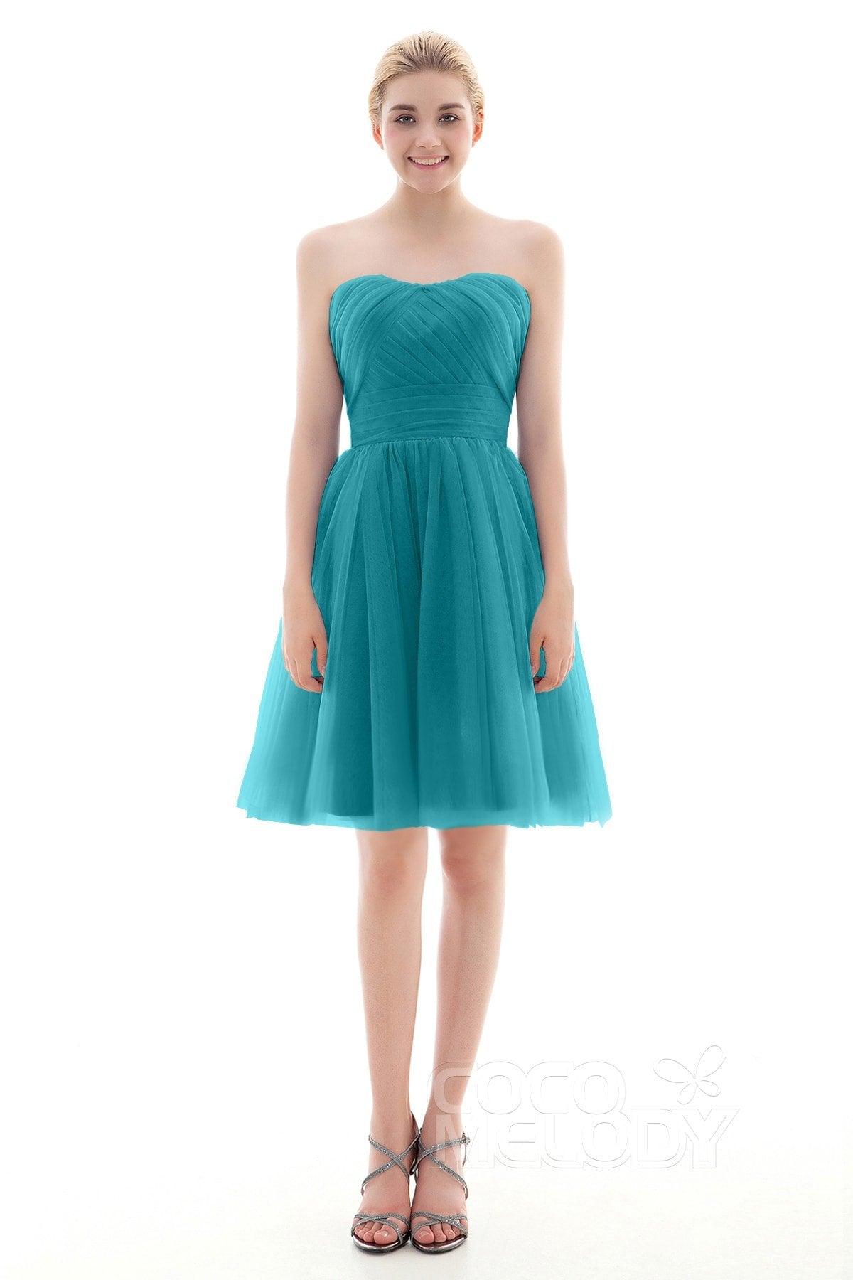 A-Line Short-Mini Tulle Bridesmaid Dress COLM16001 - COCOMELODY