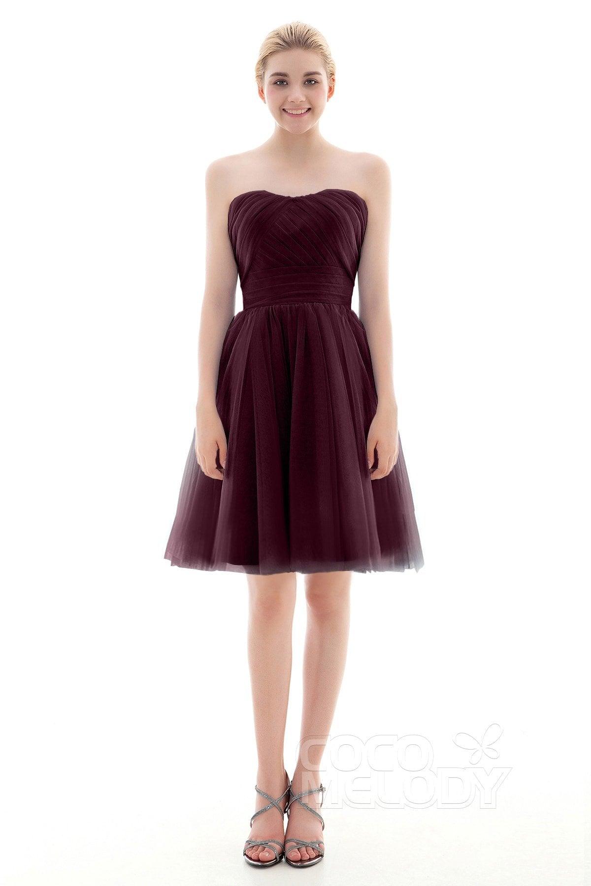 A-Line Short-Mini Tulle Bridesmaid Dress COLM16001 - COCOMELODY