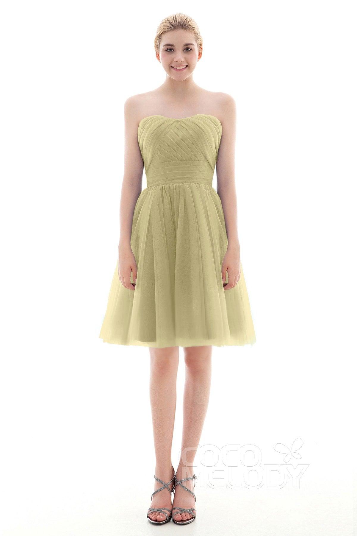 A-Line Short-Mini Tulle Bridesmaid Dress COLM16001 - COCOMELODY