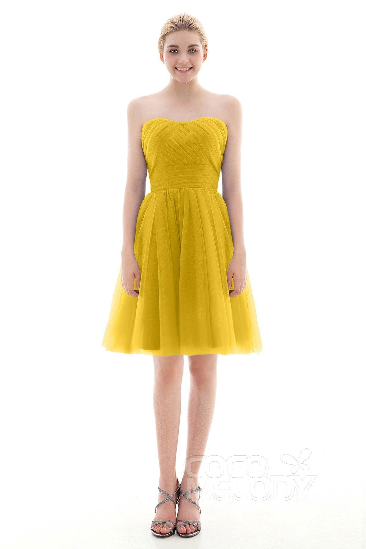 A-Line Short-Mini Tulle Bridesmaid Dress COLM16001 - COCOMELODY