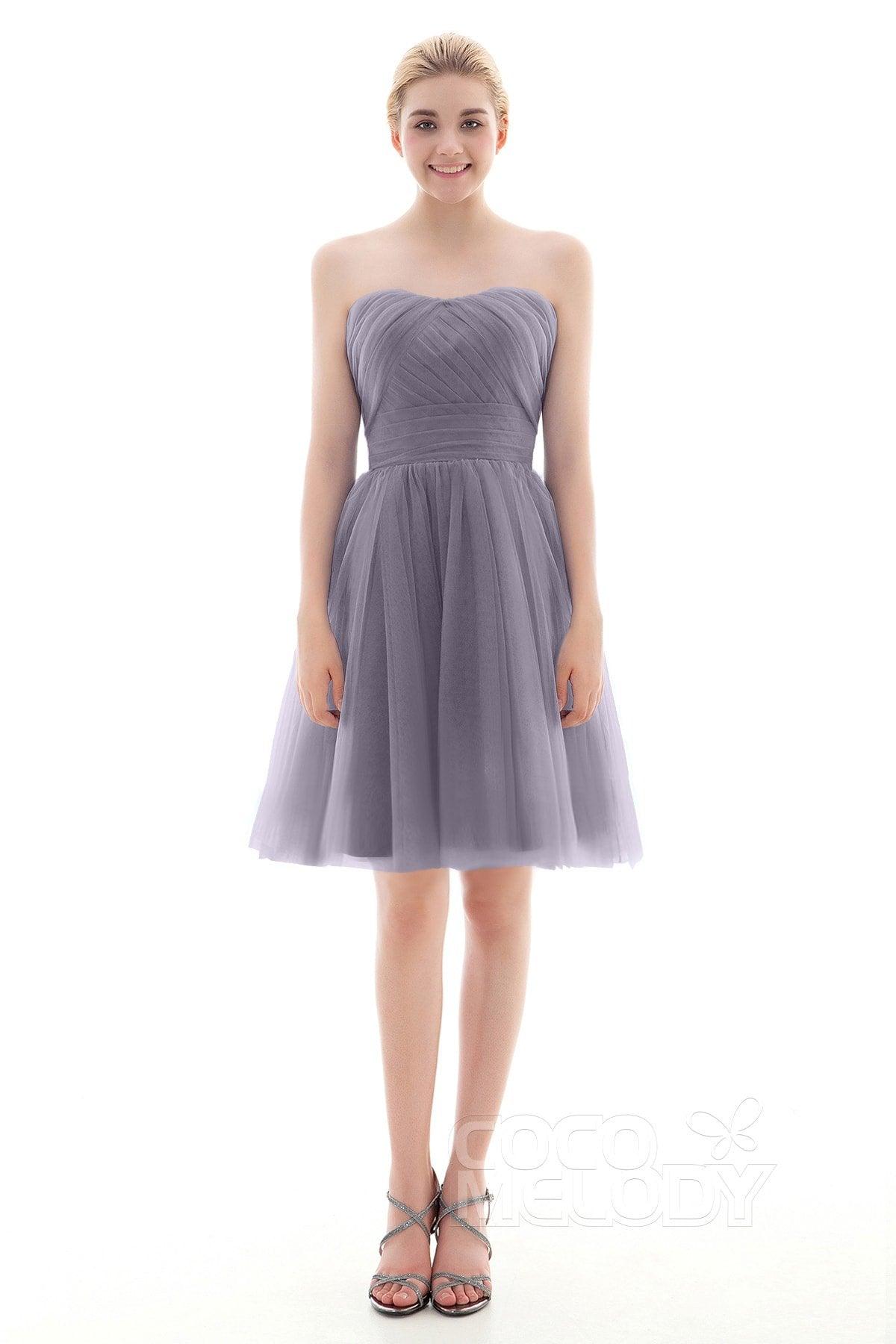 A-Line Short-Mini Tulle Bridesmaid Dress COLM16001 - COCOMELODY