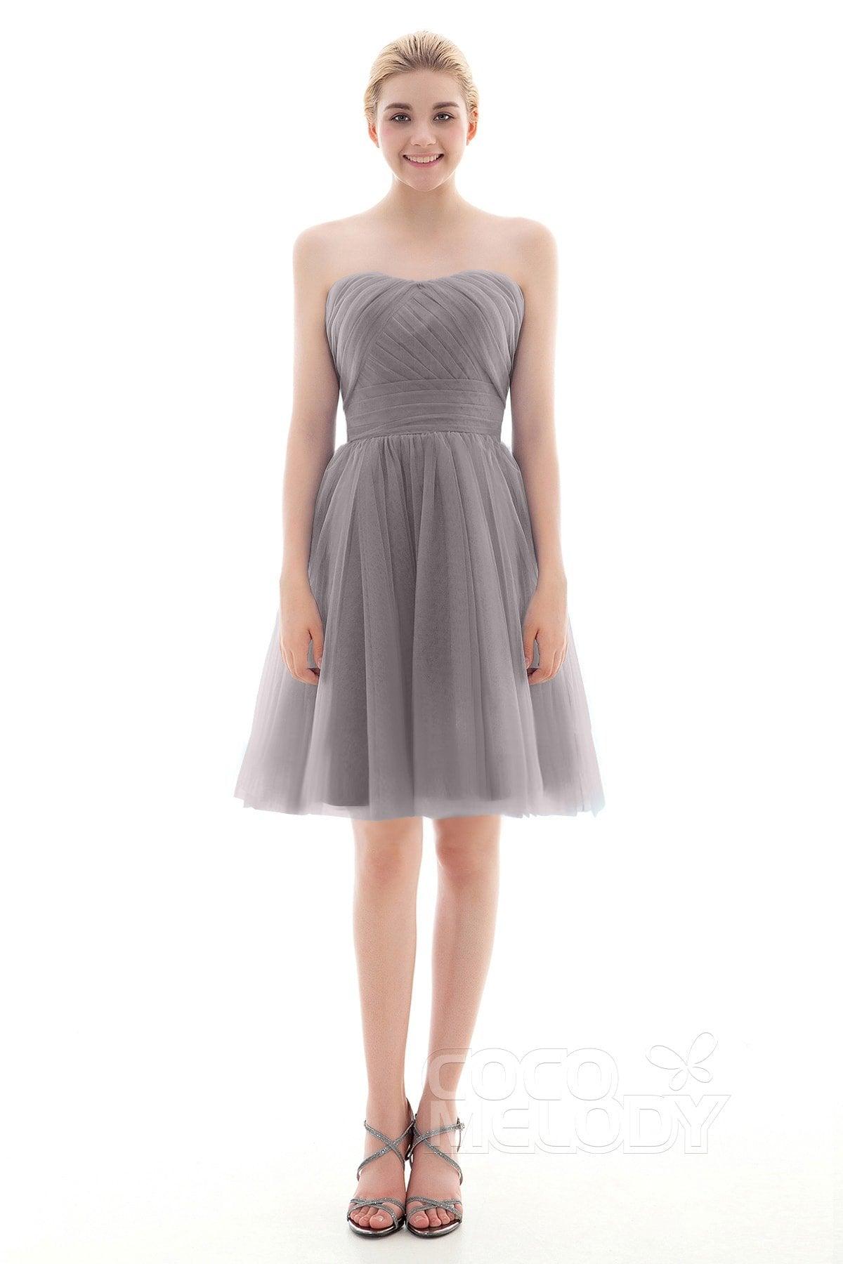 A-Line Short-Mini Tulle Bridesmaid Dress COLM16001 - COCOMELODY