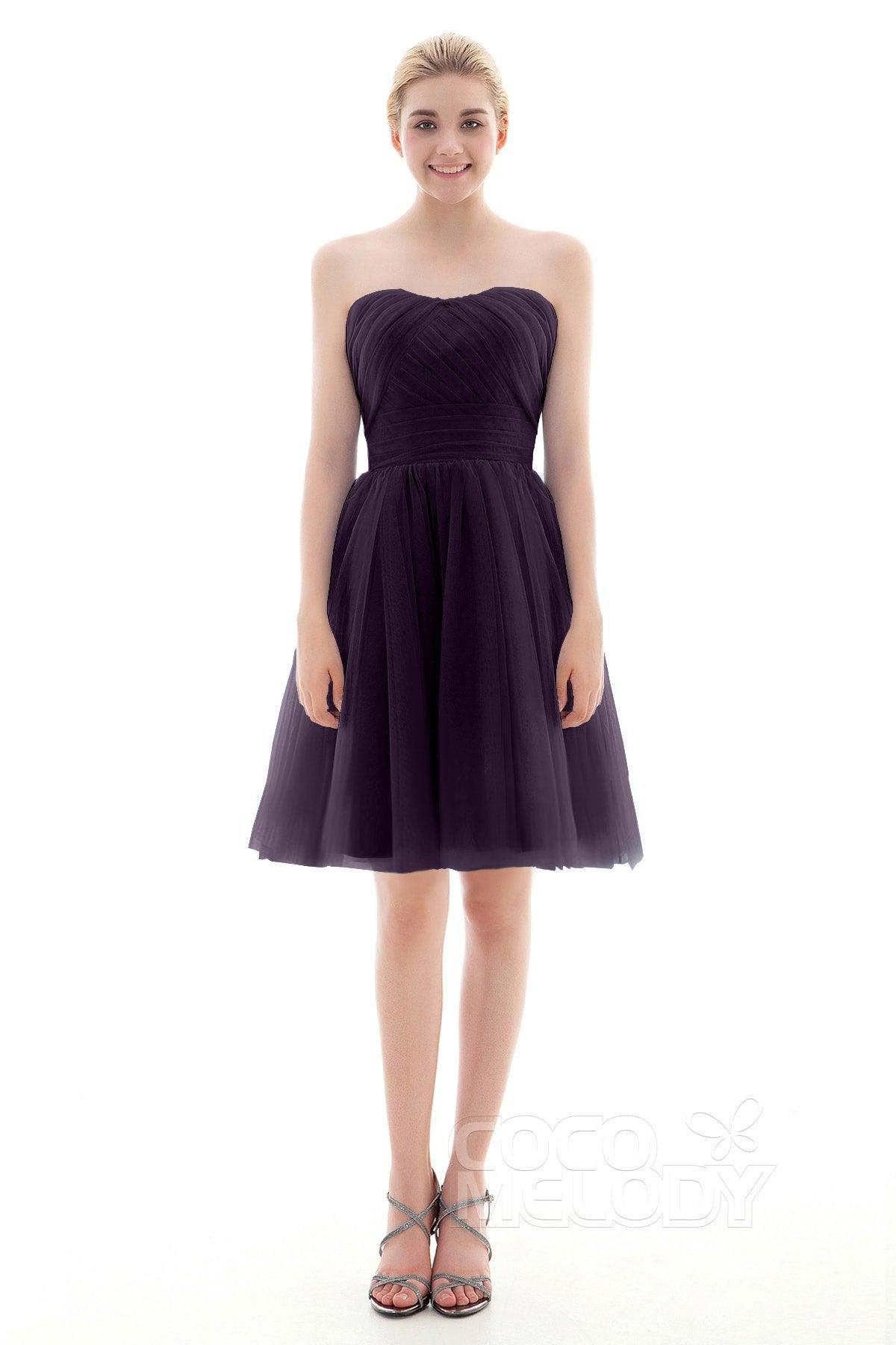 A-Line Short-Mini Tulle Bridesmaid Dress COLM16001 - COCOMELODY