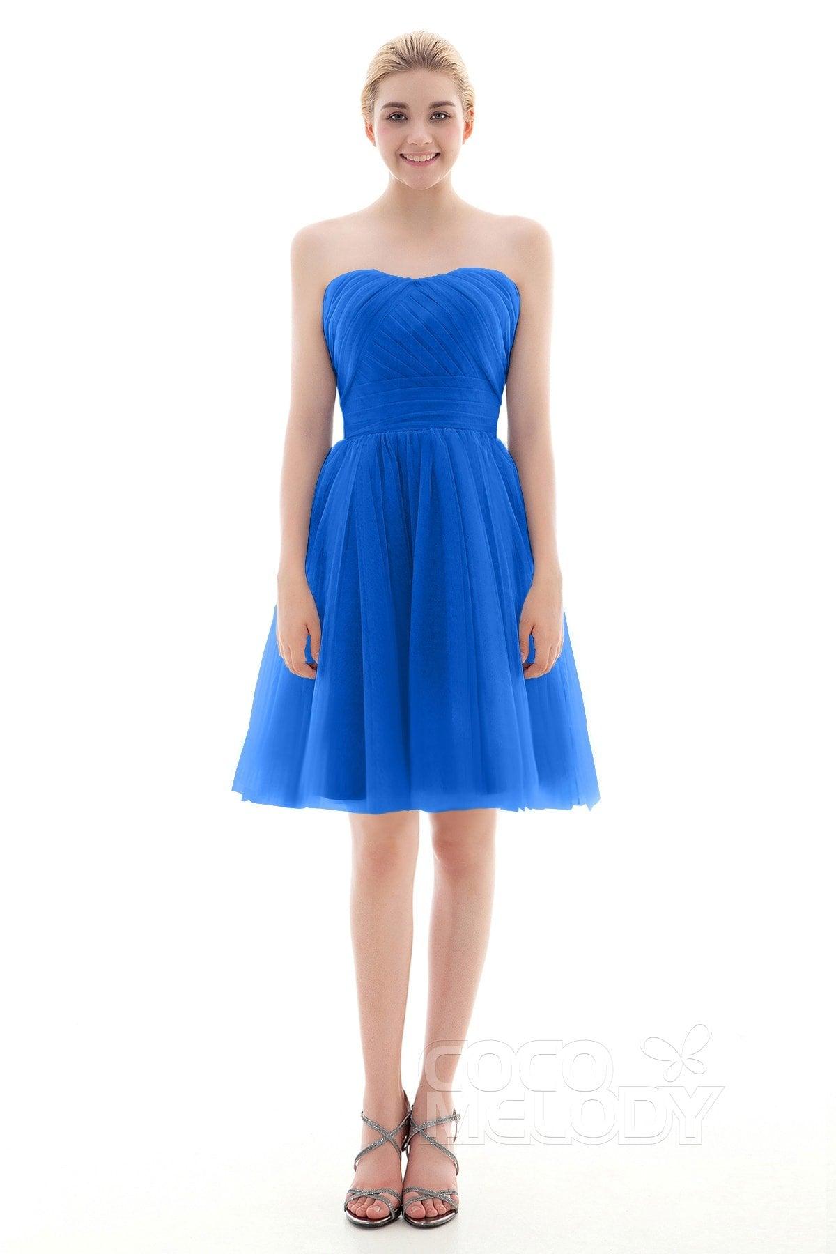A-Line Short-Mini Tulle Bridesmaid Dress COLM16001 - COCOMELODY