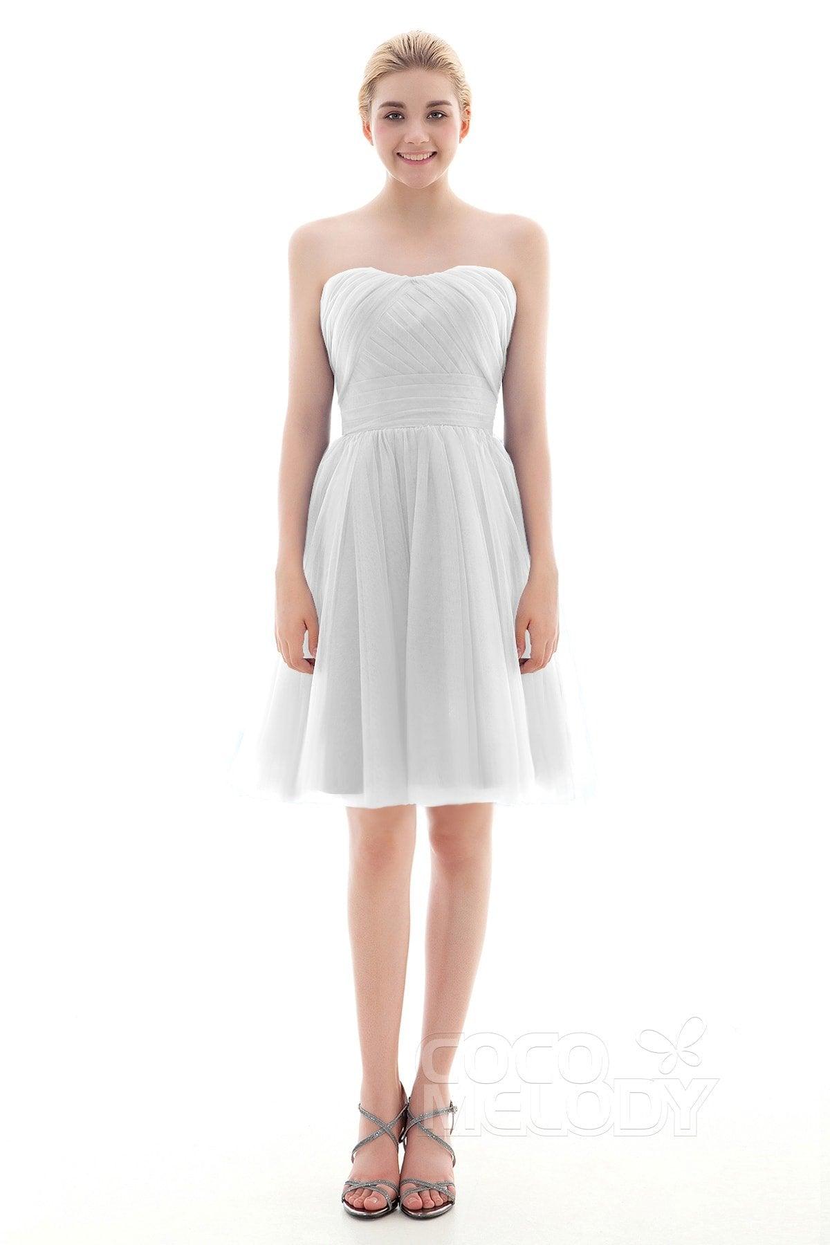 A-Line Short-Mini Tulle Bridesmaid Dress COLM16001 - COCOMELODY