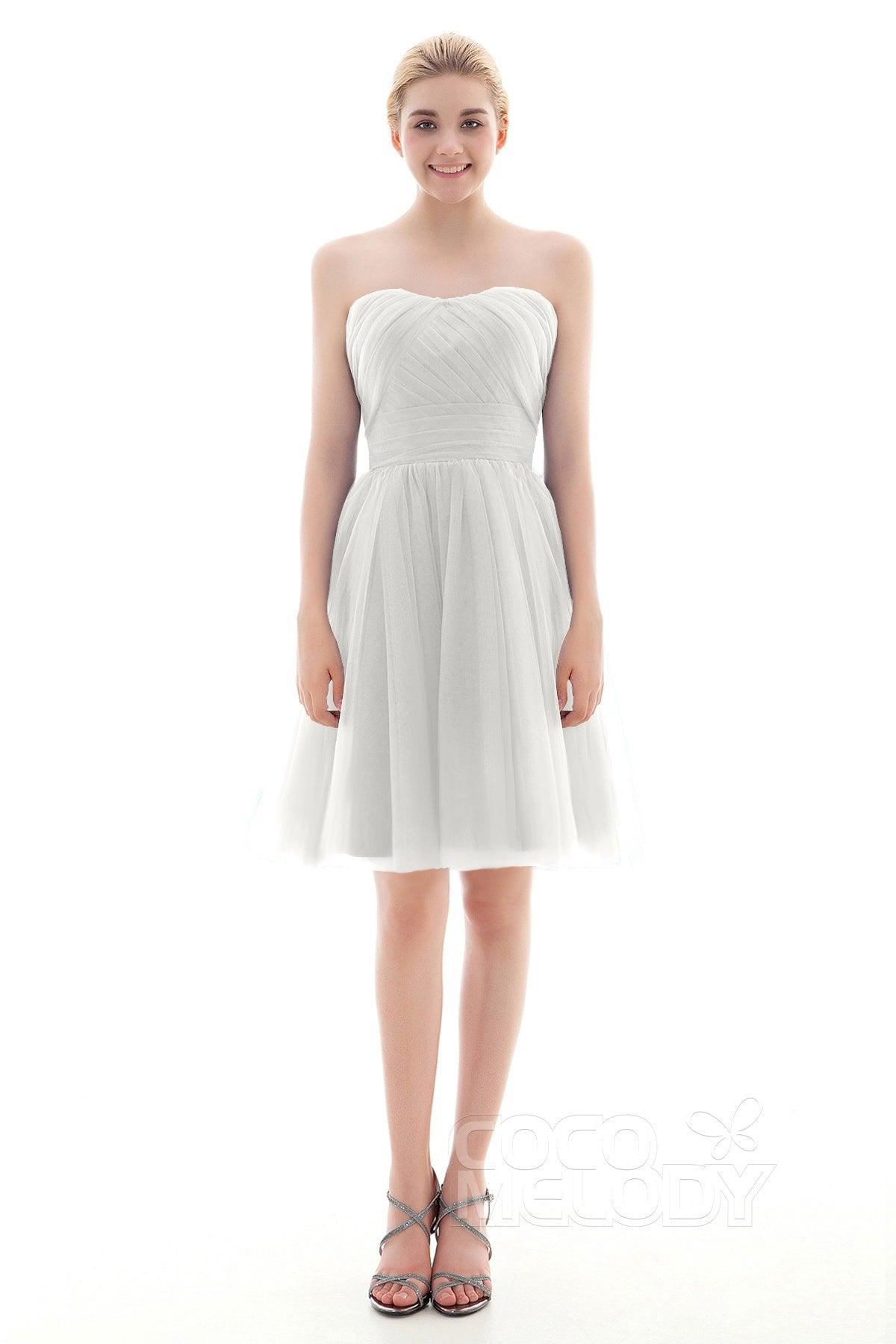 A-Line Short-Mini Tulle Bridesmaid Dress COLM16001 - COCOMELODY