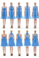 A-Line Short-Mini Tulle Bridesmaid Dress COLM16001 - COCOMELODY