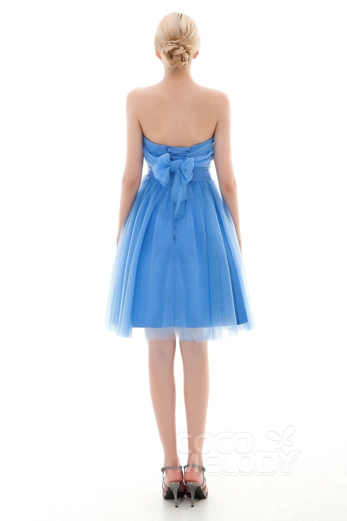 A-Line Short-Mini Tulle Bridesmaid Dress COLM16001 - COCOMELODY