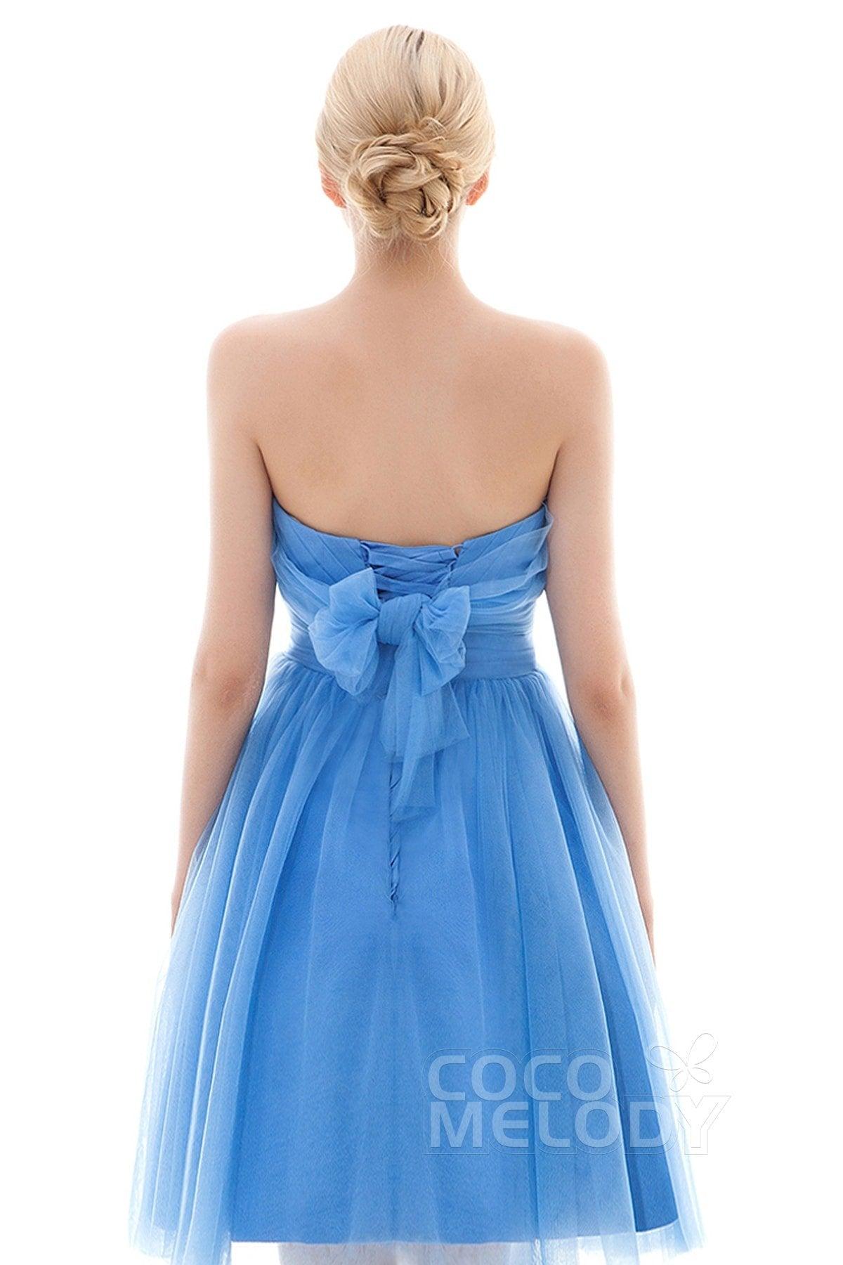 A-Line Short-Mini Tulle Bridesmaid Dress COLM16001 - COCOMELODY