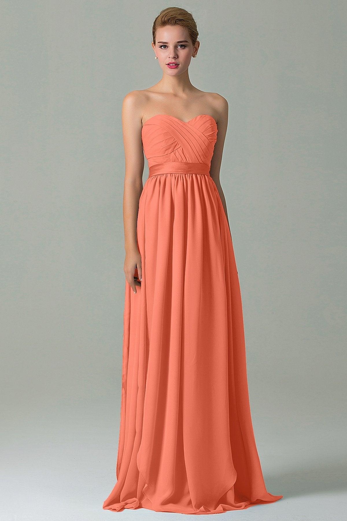 Sheath Floor Length Chiffon Bridesmaid Dress COZF140A1 - COCOMELODY