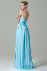 Sheath Floor Length Chiffon Bridesmaid Dress COZF140A1 - COCOMELODY