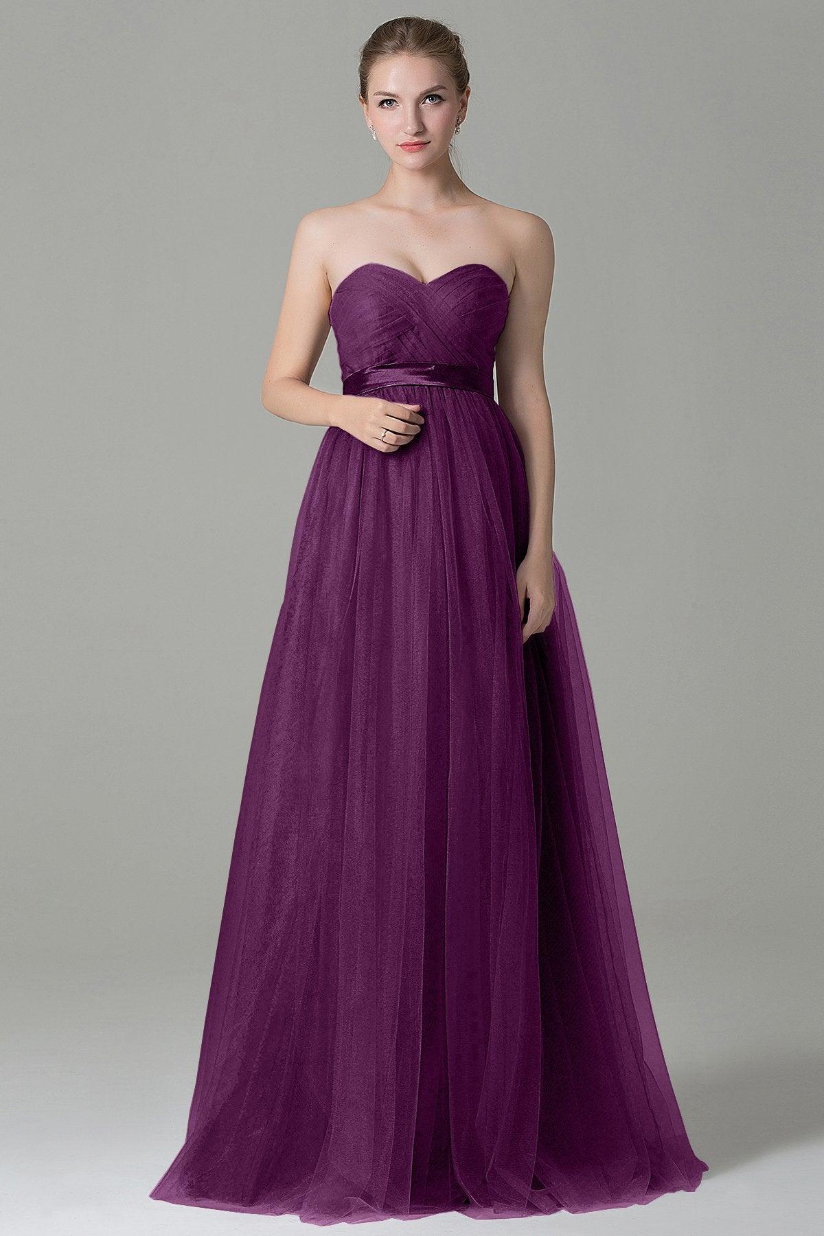 Sheath-Column Floor Length Tulle Bridesmaid Dress COZF1500B - COCOMELODY