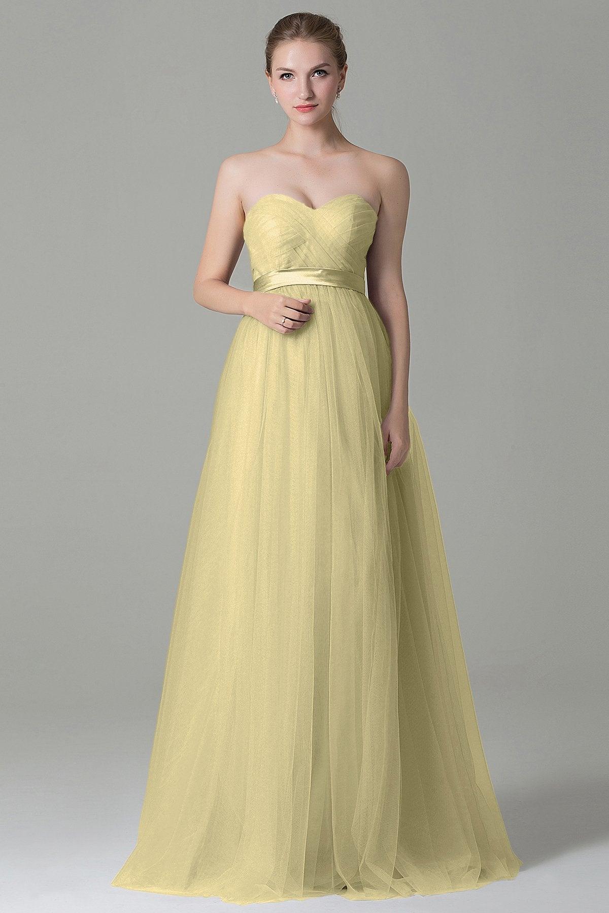 Sheath-Column Floor Length Tulle Bridesmaid Dress COZF1500B - COCOMELODY
