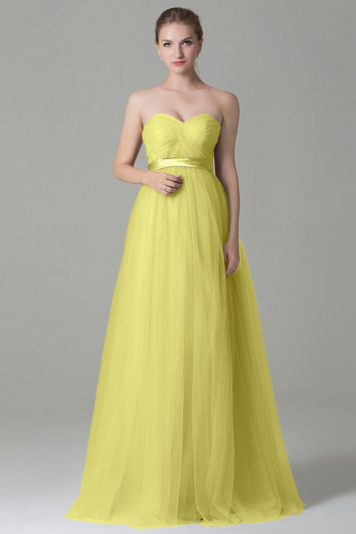 Sheath-Column Floor Length Tulle Bridesmaid Dress COZF1500B - COCOMELODY
