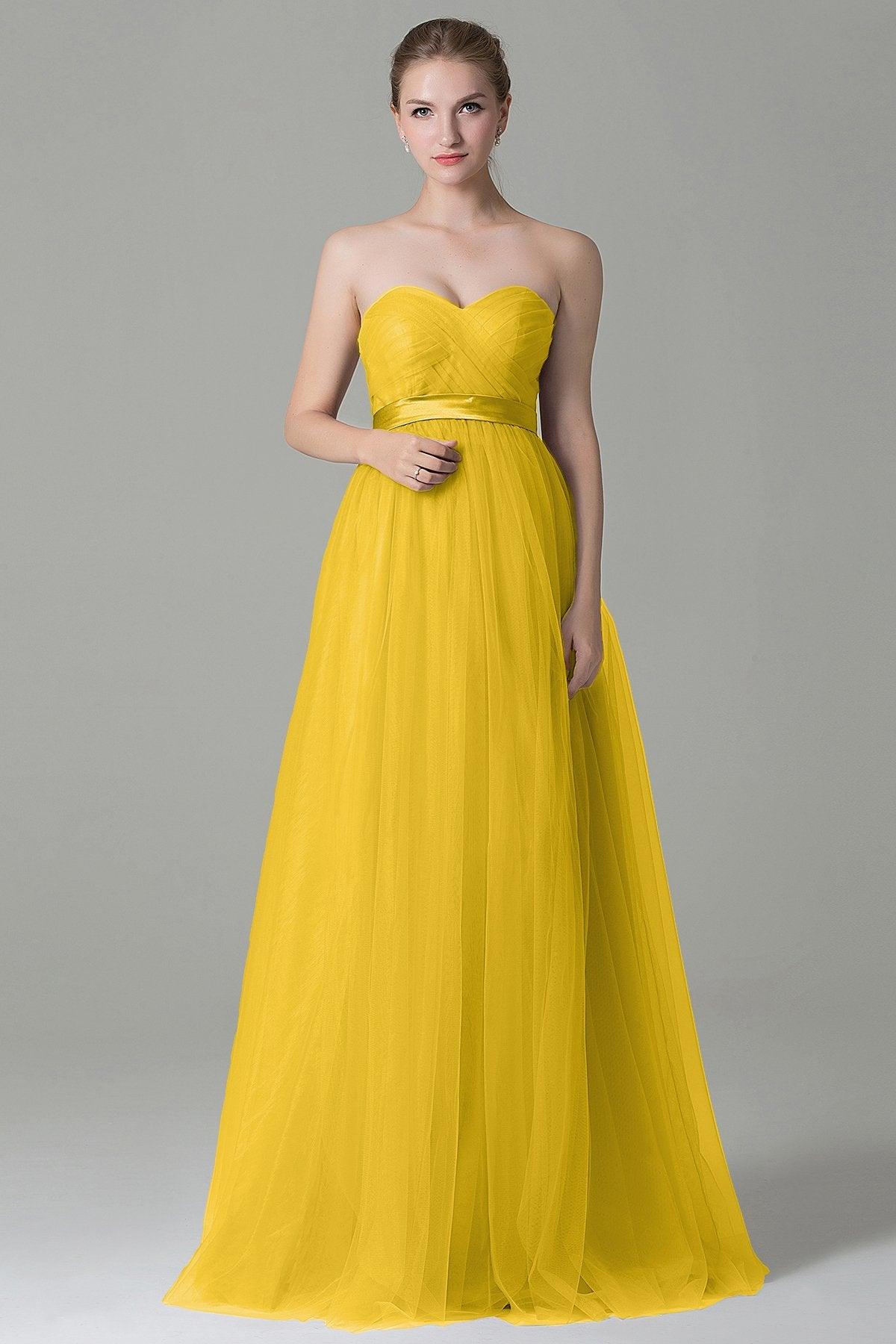 Sheath-Column Floor Length Tulle Bridesmaid Dress COZF1500B - COCOMELODY