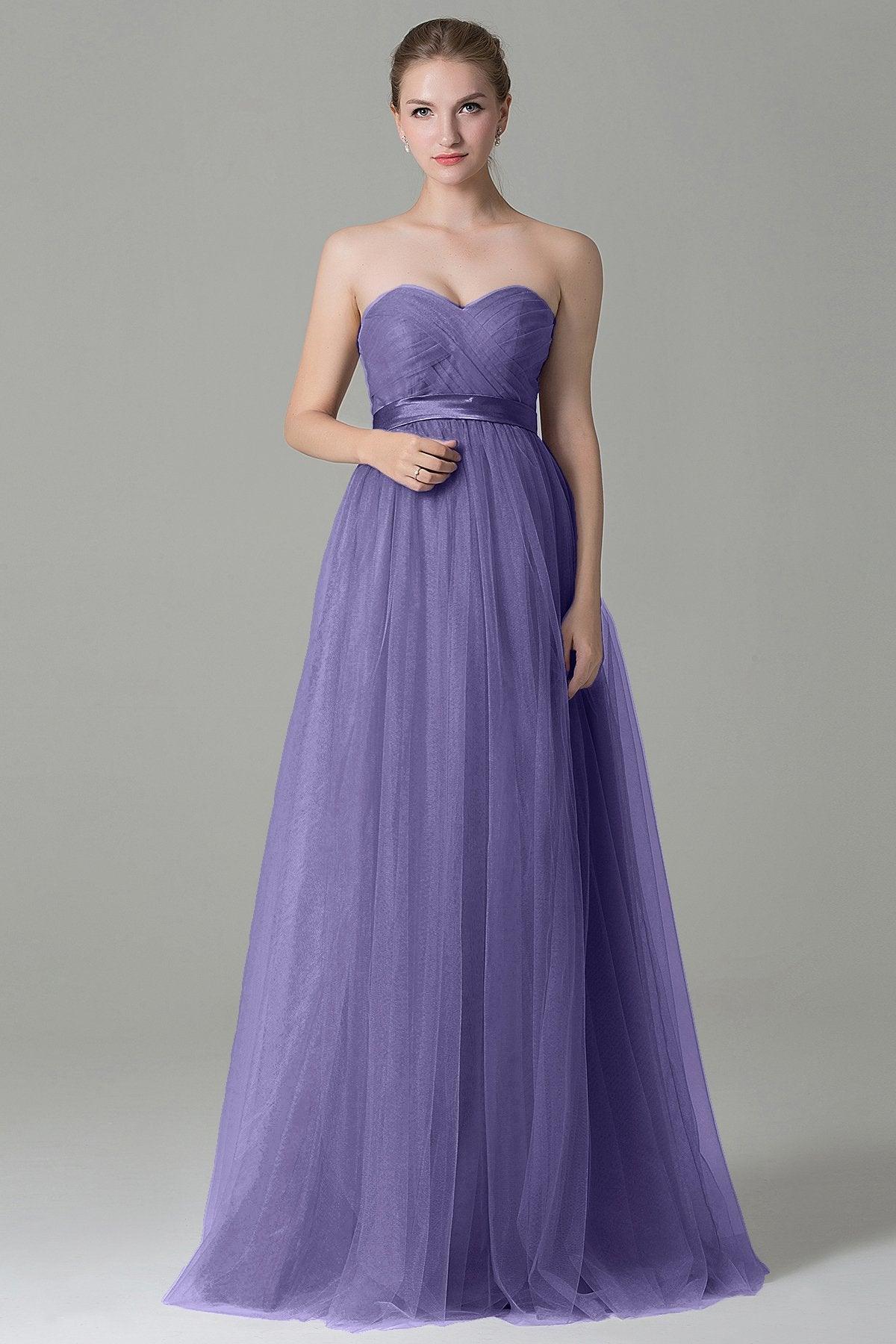 Sheath-Column Floor Length Tulle Bridesmaid Dress COZF1500B - COCOMELODY
