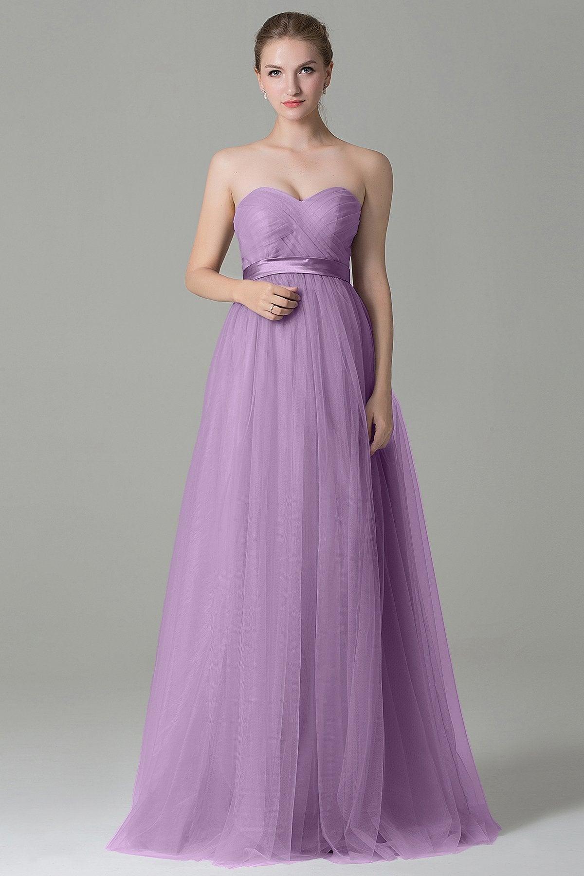 Sheath-Column Floor Length Tulle Bridesmaid Dress COZF1500B - COCOMELODY