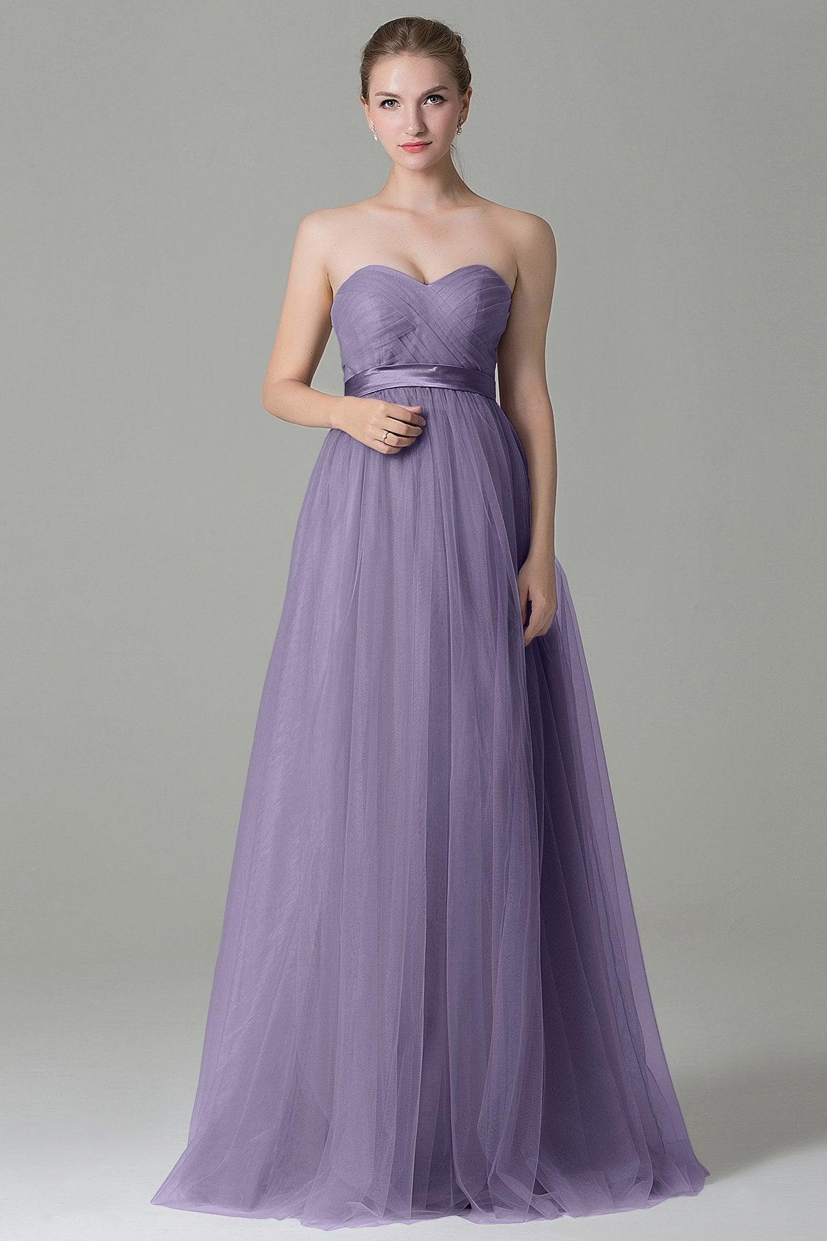 Sheath-Column Floor Length Tulle Bridesmaid Dress COZF1500B - COCOMELODY