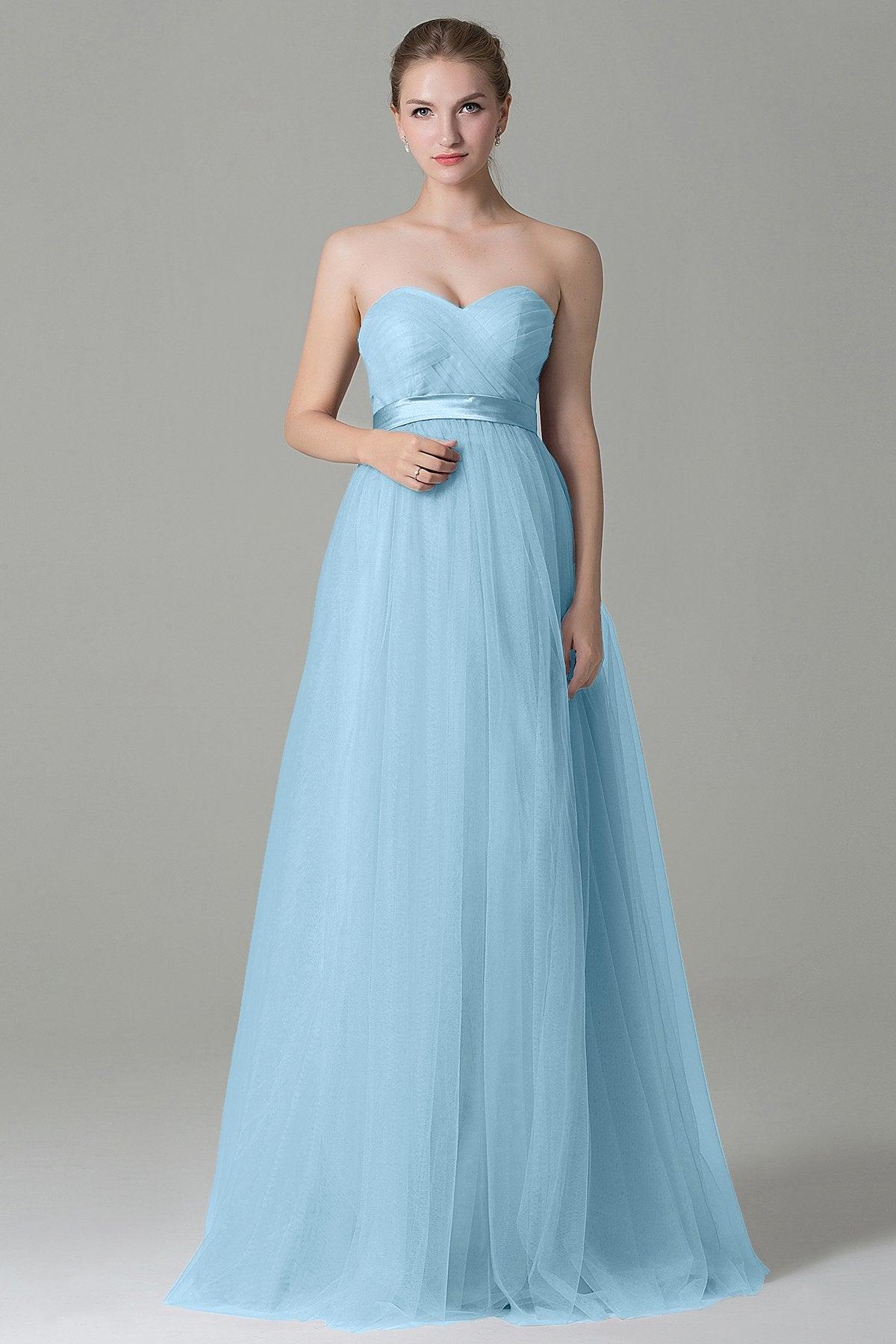 Sheath-Column Floor Length Tulle Bridesmaid Dress COZF1500B - COCOMELODY