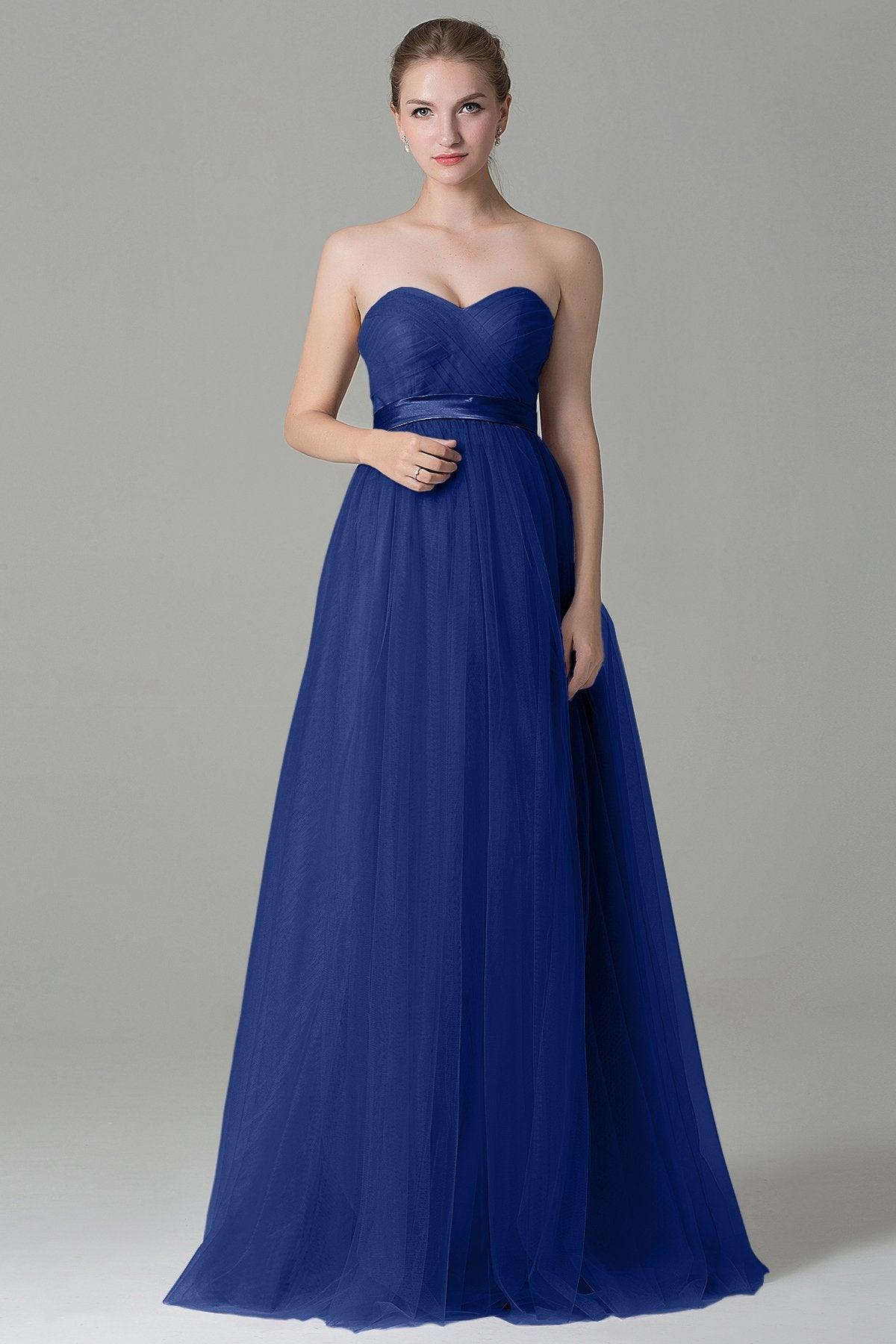 Sheath-Column Floor Length Tulle Bridesmaid Dress COZF1500B - COCOMELODY