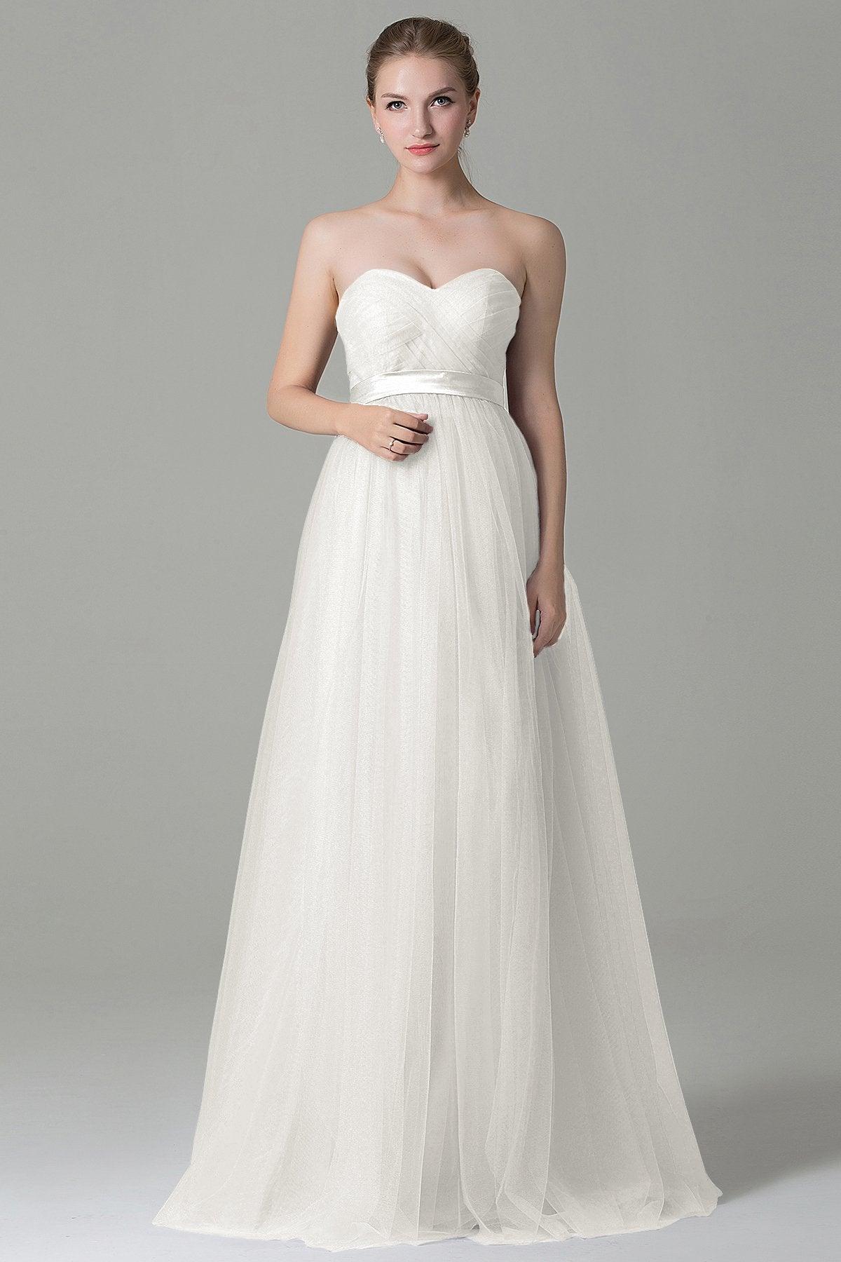 Sheath-Column Floor Length Tulle Bridesmaid Dress COZF1500B - COCOMELODY