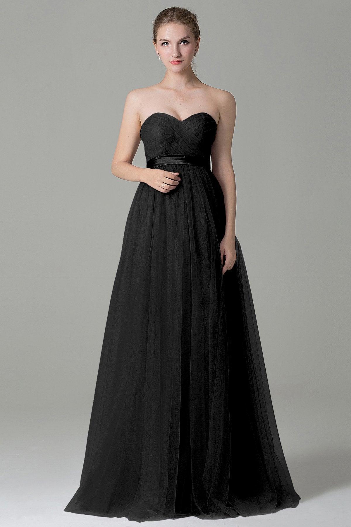 Sheath-Column Floor Length Tulle Bridesmaid Dress COZF1500B - COCOMELODY