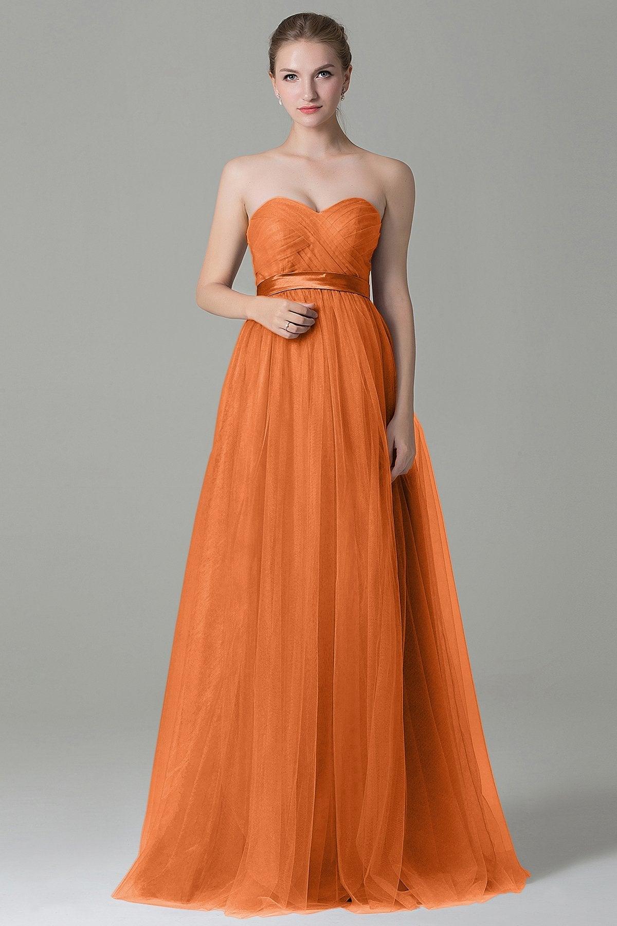 Sheath-Column Floor Length Tulle Bridesmaid Dress COZF1500B - COCOMELODY