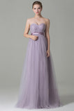Sheath-Column Floor Length Tulle Bridesmaid Dress COZF1500B - COCOMELODY