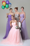 Sheath-Column Floor Length Tulle Bridesmaid Dress COZF1500B - COCOMELODY