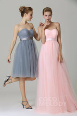 A-Line Knee Length Tulle Bridesmaid Dress COZM15016 - COCOMELODY