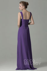 Sheath Floor Length Chiffon Bridesmaid Dress COZF1500D - COCOMELODY