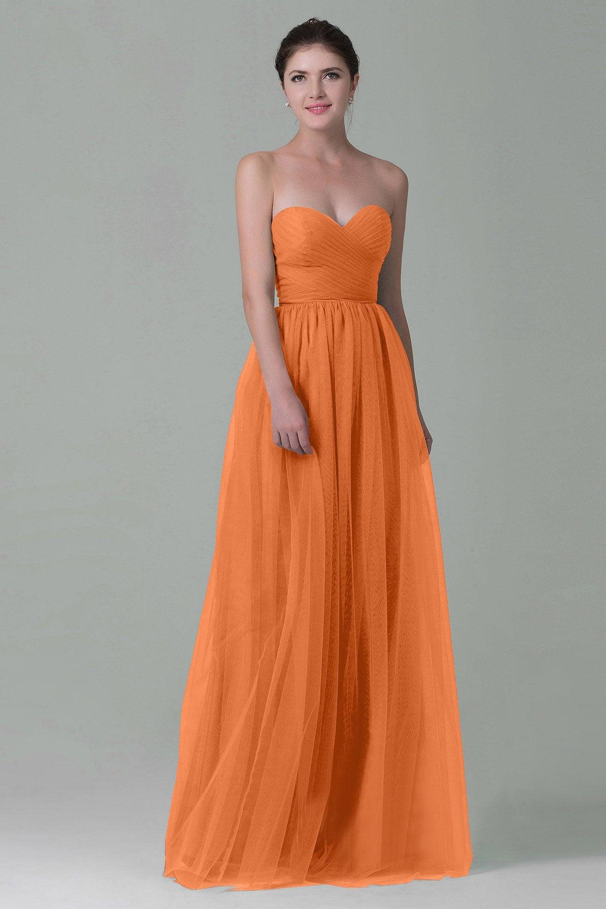 Sheath-Column Floor Length Tulle Bridesmaid Dress COZF1500E - COCOMELODY