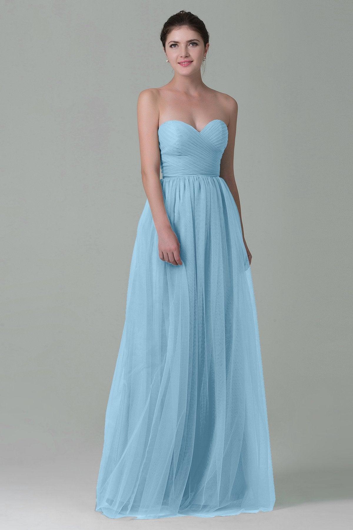 Sheath-Column Floor Length Tulle Bridesmaid Dress COZF1500E - COCOMELODY