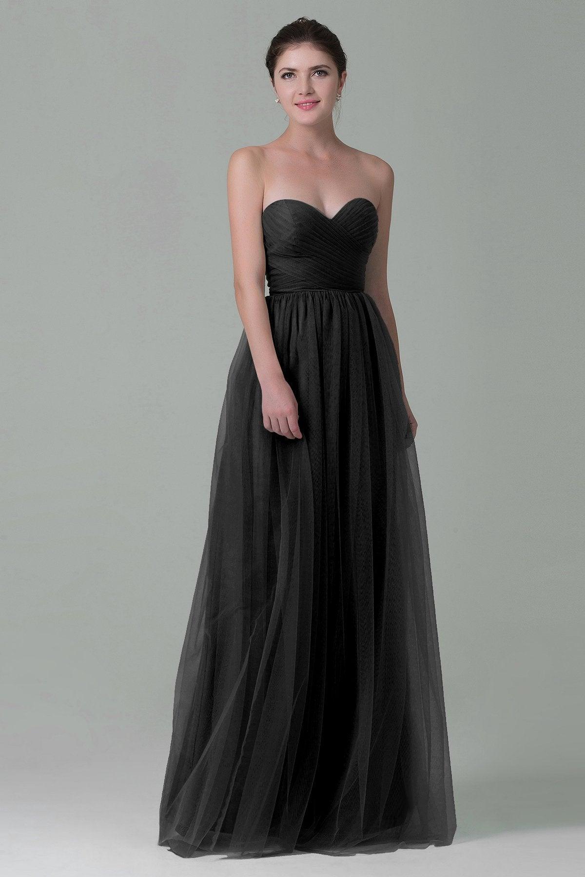 Sheath-Column Floor Length Tulle Bridesmaid Dress COZF1500E - COCOMELODY