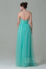 Sheath-Column Floor Length Tulle Bridesmaid Dress COZF1500E - COCOMELODY
