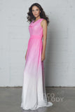 Sheath-Column Floor Length Chiffon Ombre Dress COZF17009 - COCOMELODY
